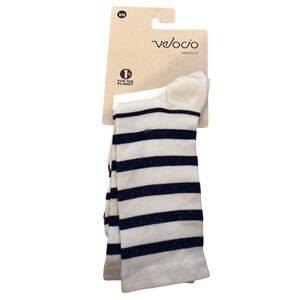 New Velocio Breton Signature White Navy Striped‎ Socks Women's S/M NWT